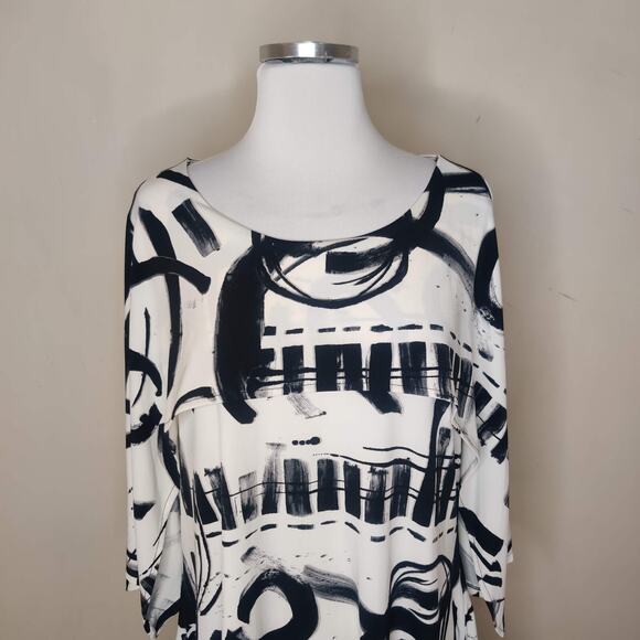 by JJ Tunic Black White Abstract Geometric Sleeveless Overlay - Picture 7 of 12
